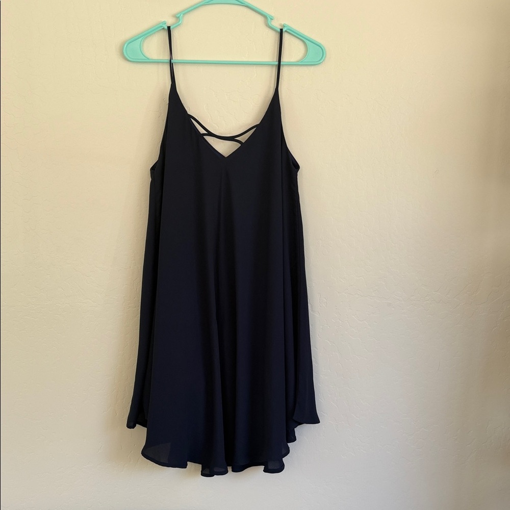 Elegant Navy Spaghetti Strap Dress